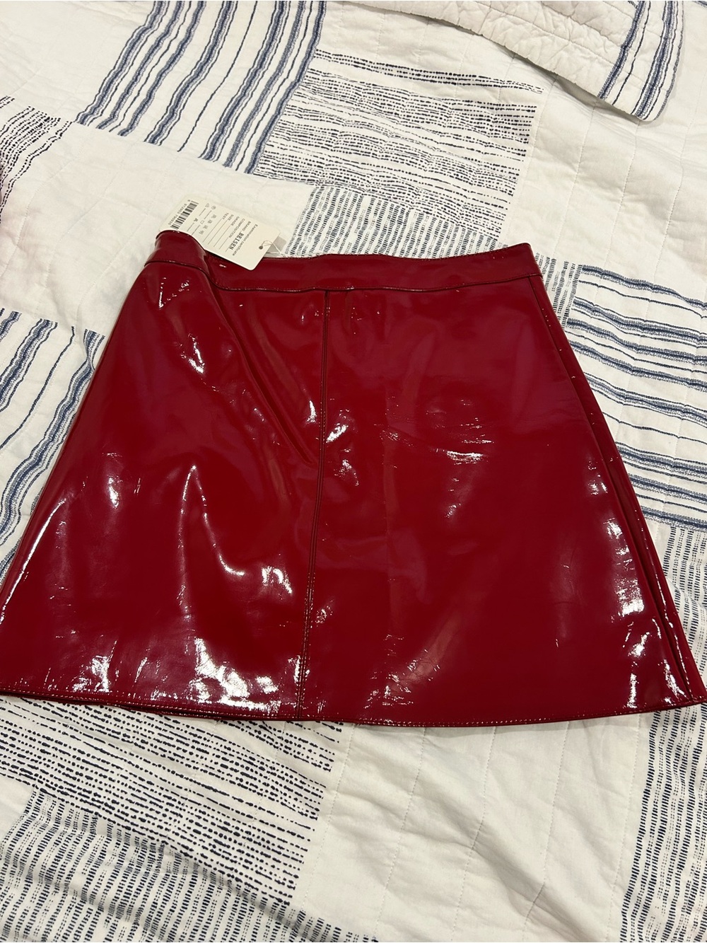 BEIS Red Patent Mini Skirt